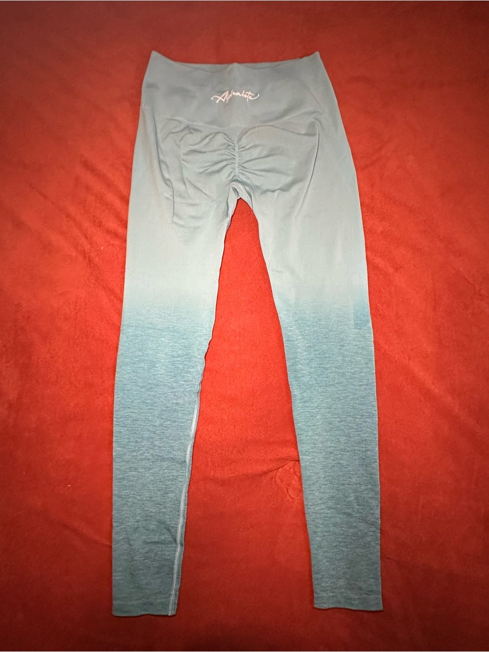 Alphalete Teal Ombre High-Waist Ruched-Back Leggings